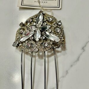 Elegant Silver Hair Comb with Crystal Accents and a matching broach